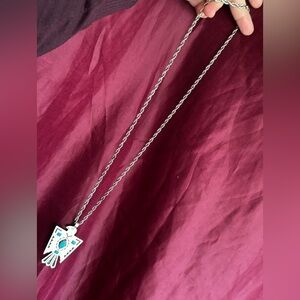 FINALPRIZE🔥Thunderbird nickel SilverTurquoise Aegle with chain Silver